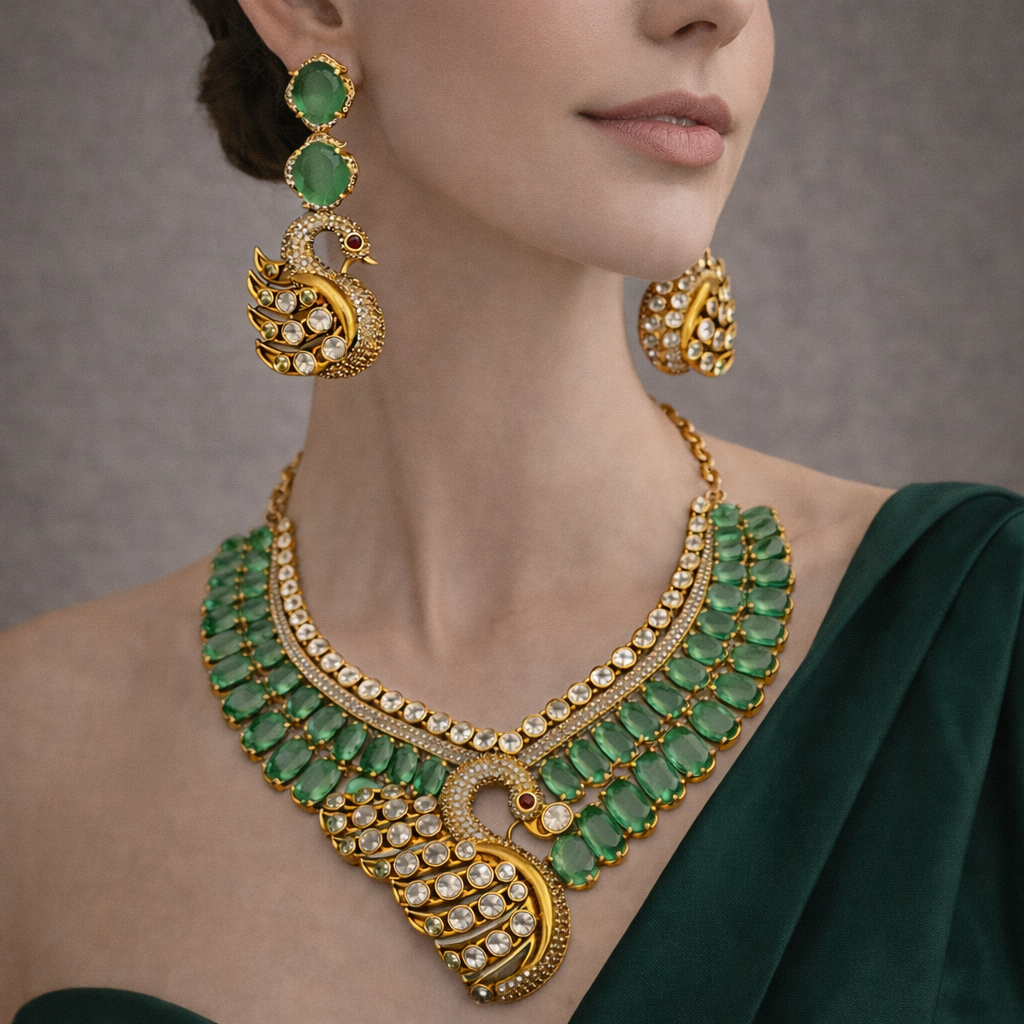Emerald Swan Heritage Necklace Set