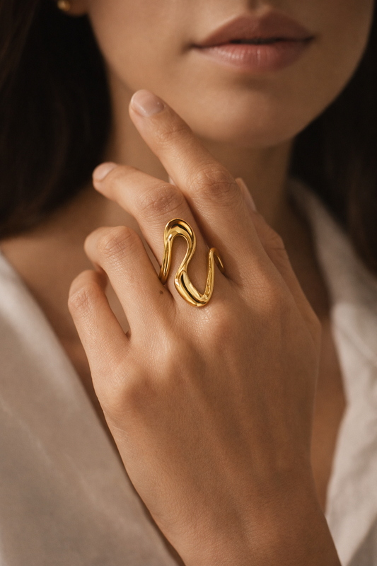 Serena Flow Gold-Plated Statement Ring