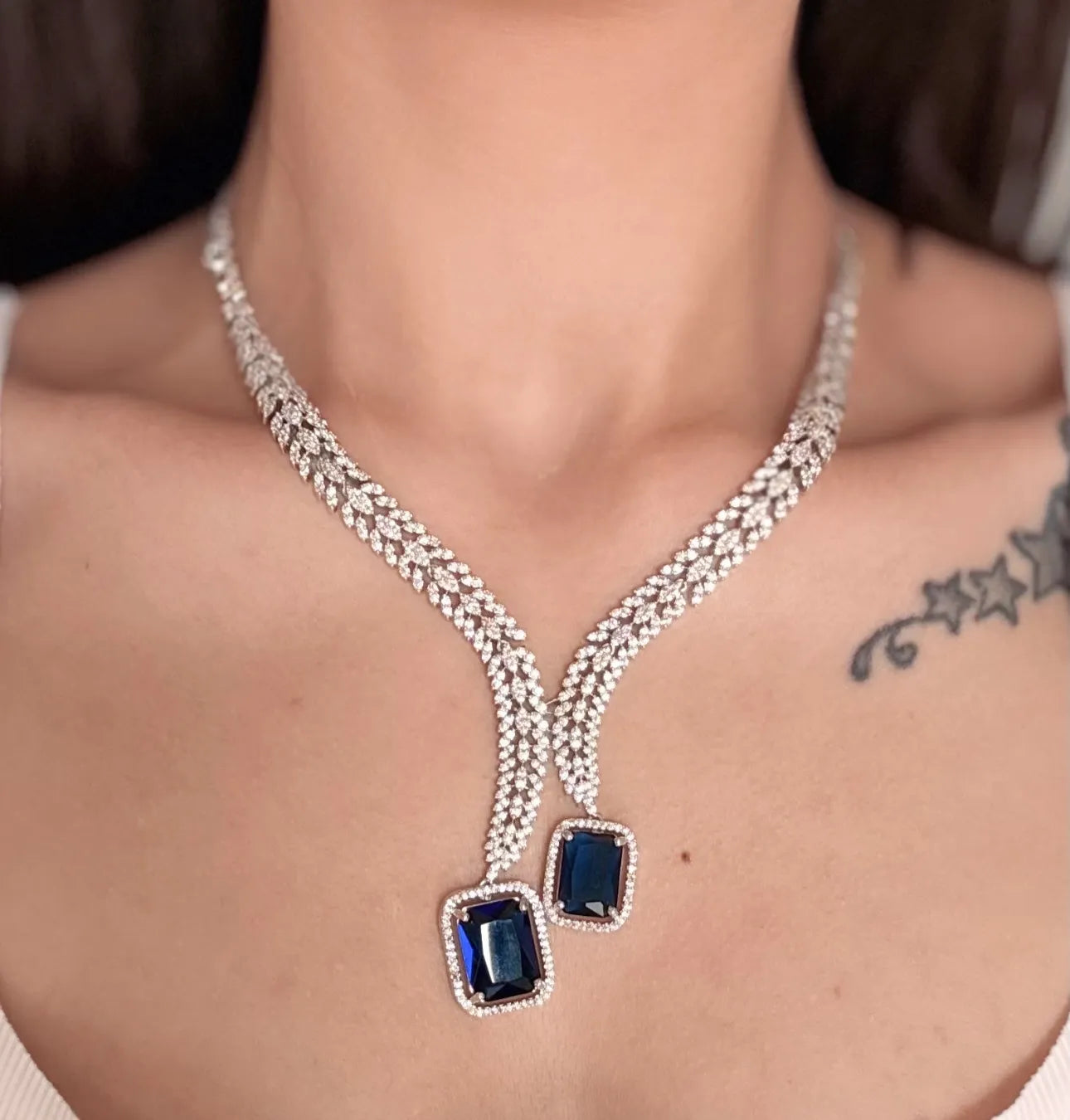 Midnight Sapphire Diamond Necklace Set