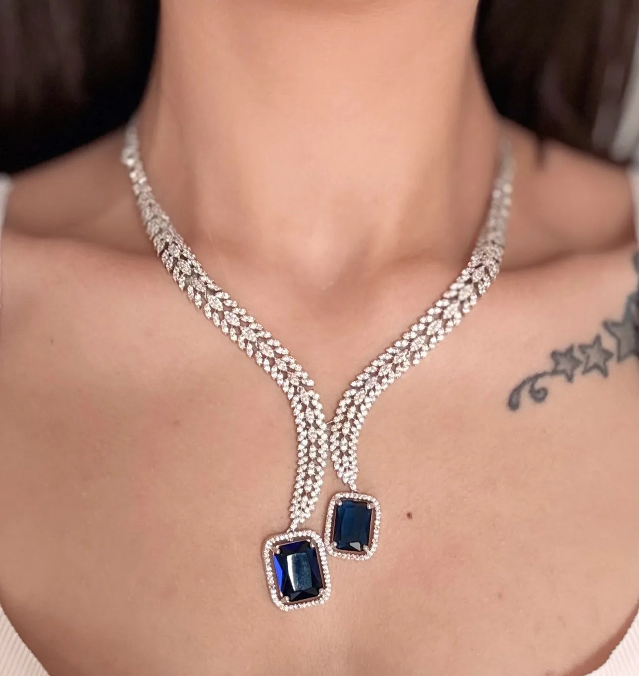 Midnight Sapphire Diamond Necklace Set