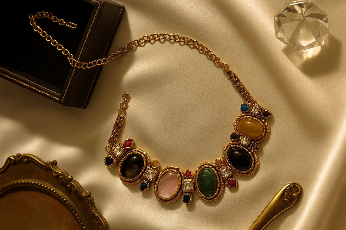 Polki Multistone Necklace Set