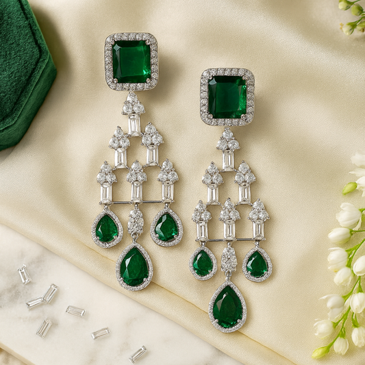 Emerald Cascade Diamond Necklace Set