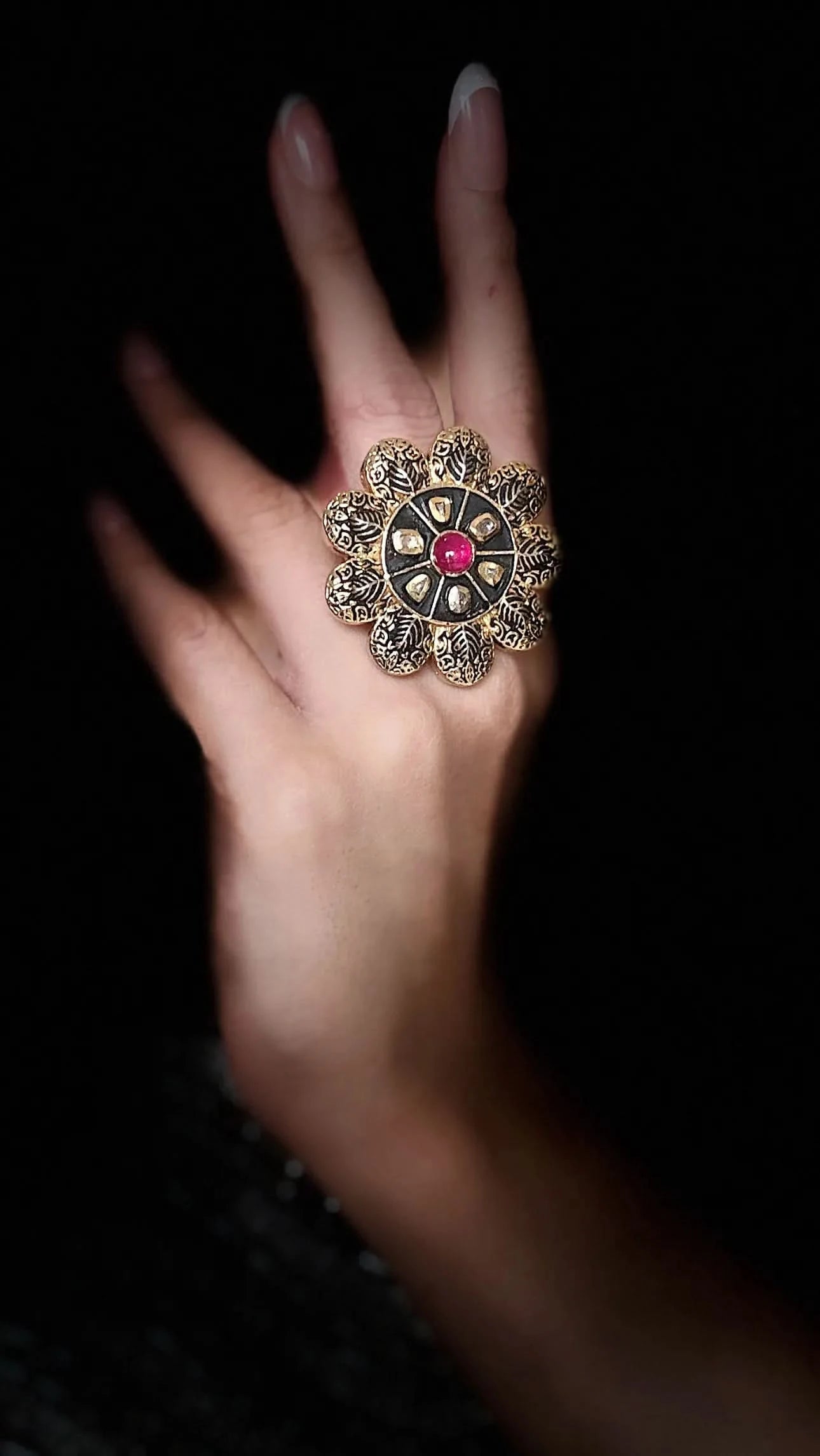 Rani Kalika Meenakari Ring