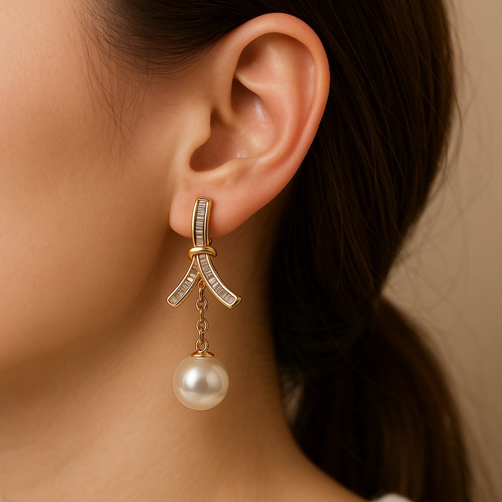 Golden Pearl Nova Drop Earrings