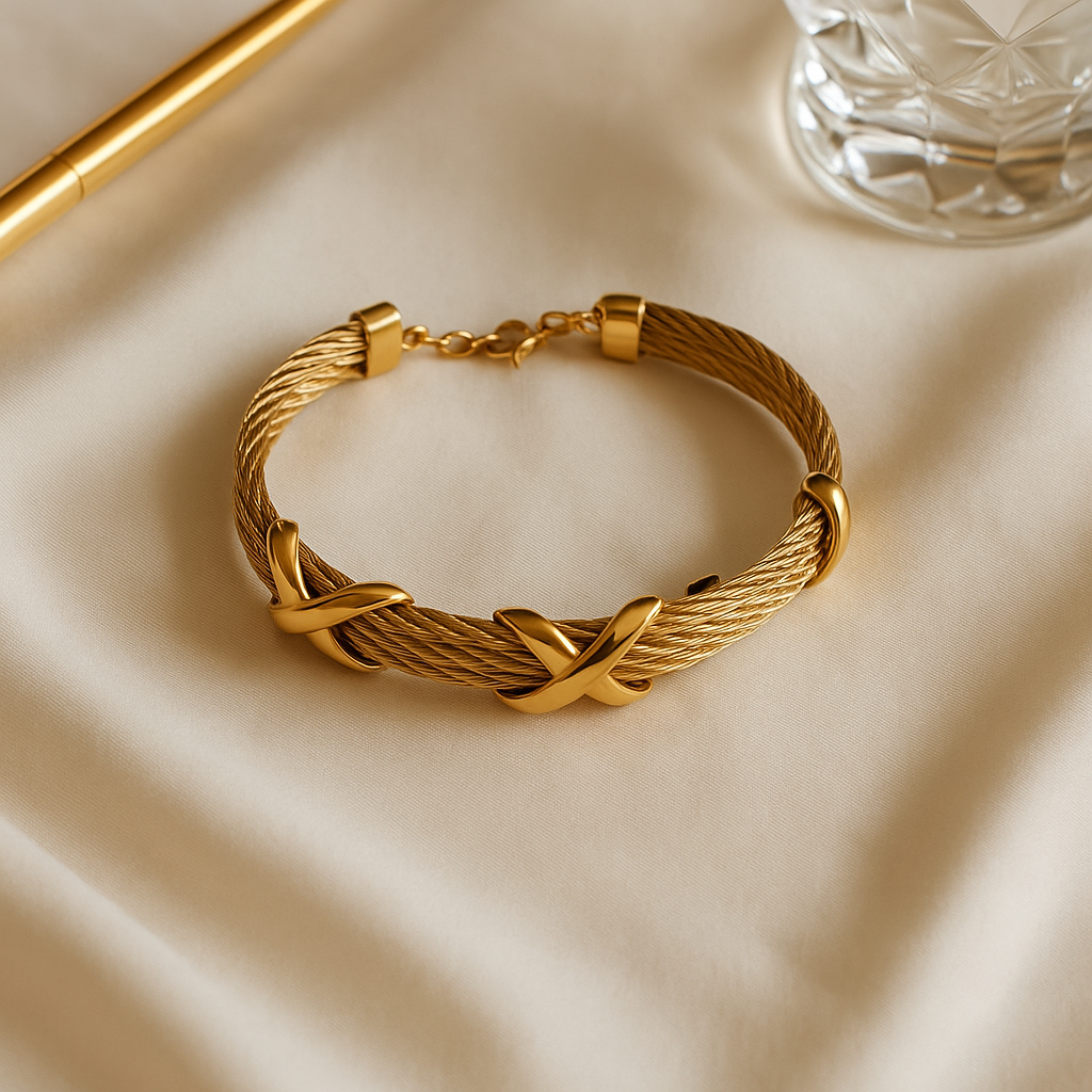 Golden Twist Rope Chain Bracelet
