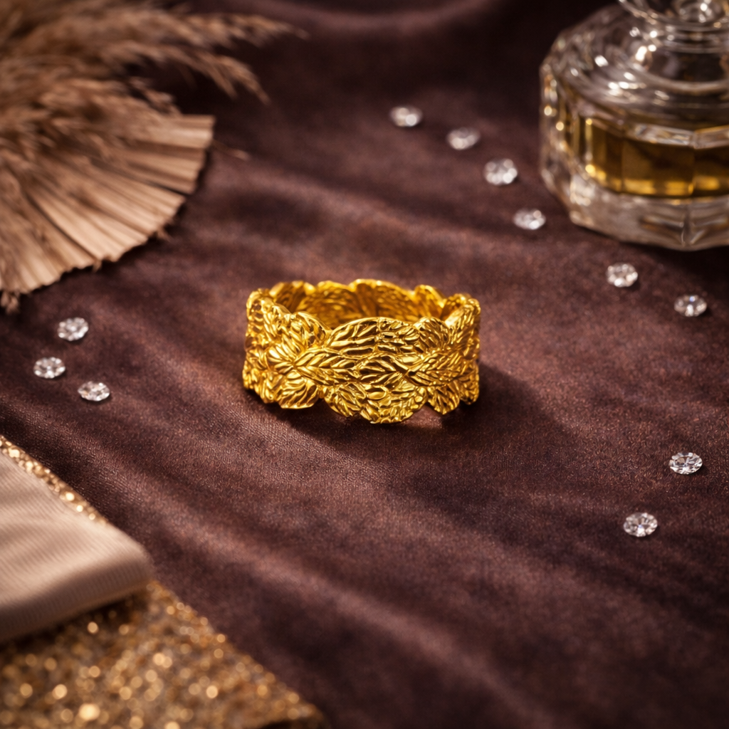 Heritage Leaf Weave Band Ring