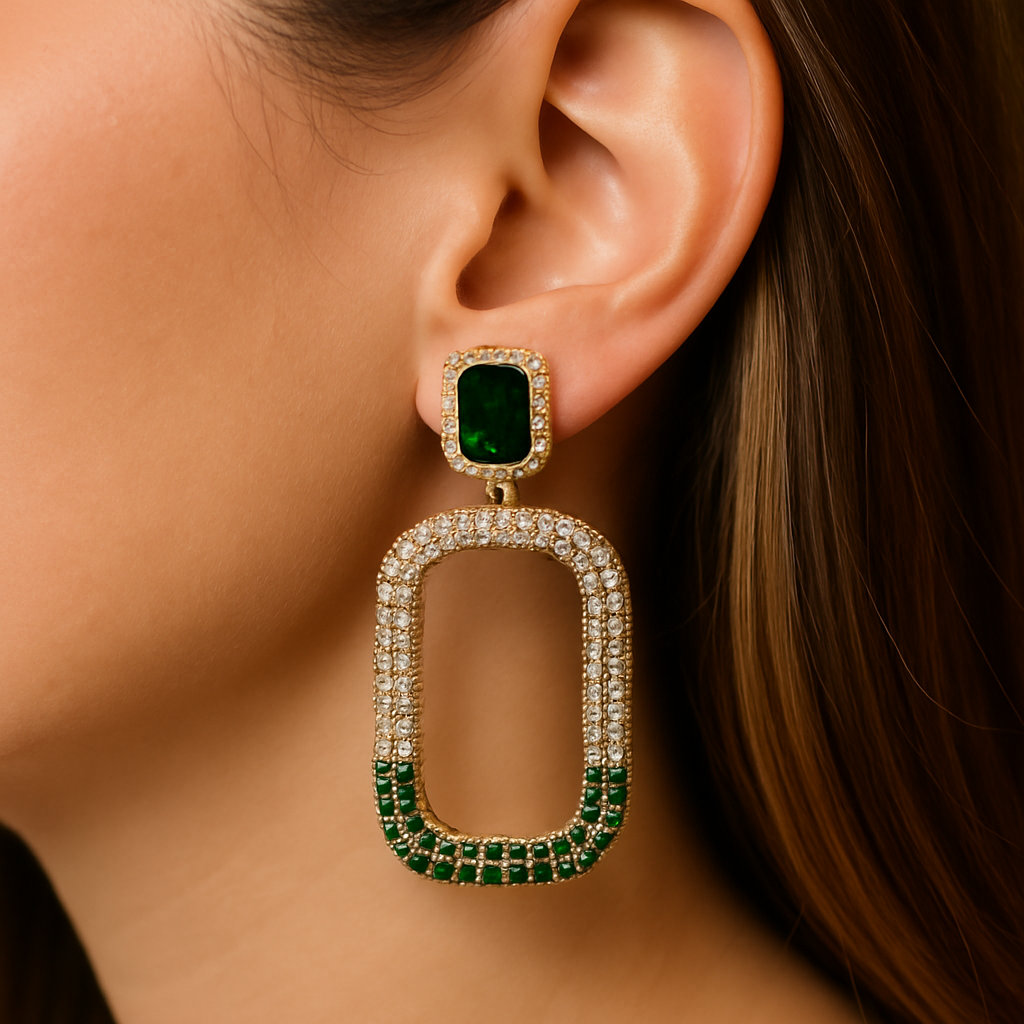 Emerald Aura Drop Earrings