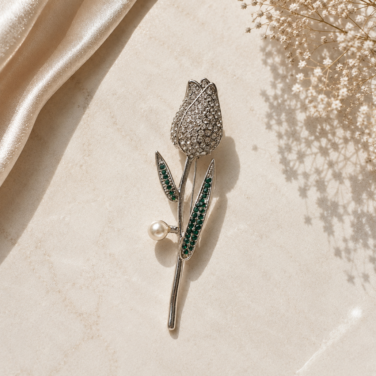 Emerald Bloom Tulip Brooch – KareKraft