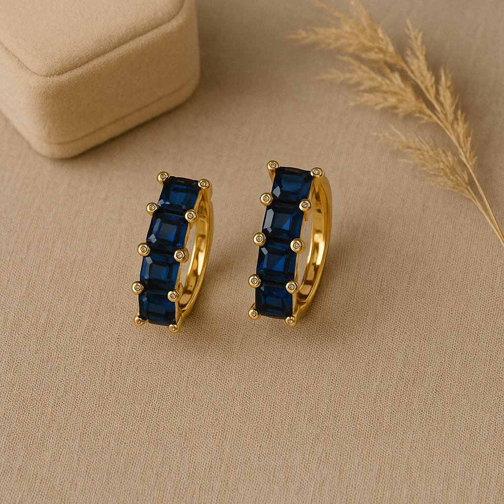 Noor Sapphire Gold Hoops