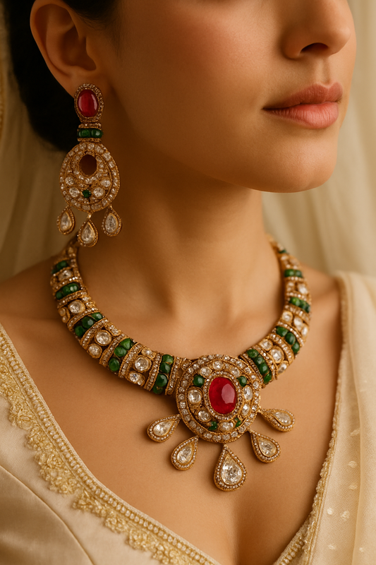 Ruby Emerald Choker Set