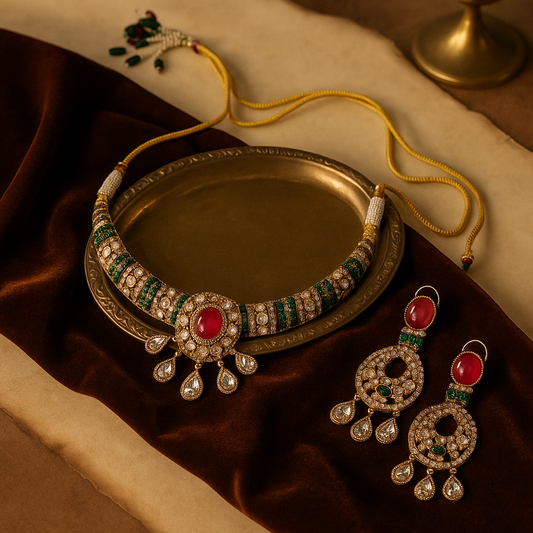 Ruby Emerald Choker Set