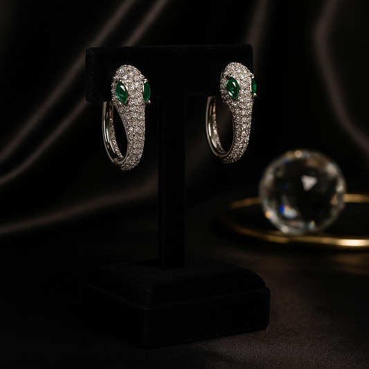 Serpentina Emerald Diamond Hoops