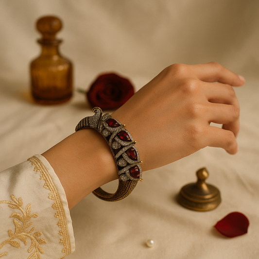 Majestic Peacock Ruby & Dimaond Heritage Bangle