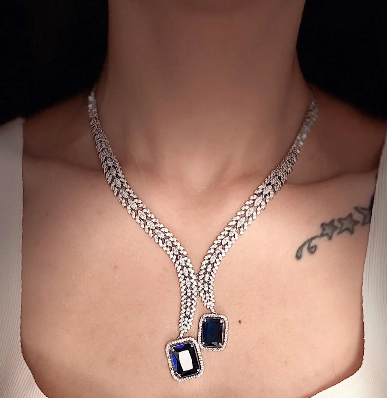 Midnight Sapphire Diamond Necklace Set