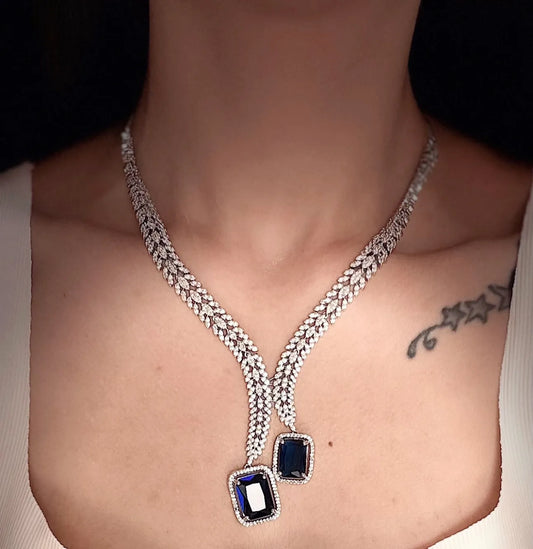 Midnight Sapphire Diamond Necklace Set