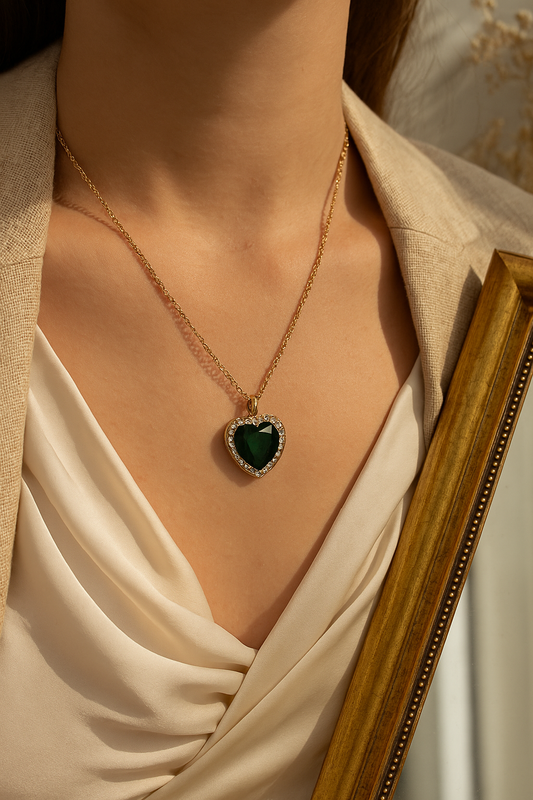 Emerald Heart Luxe Pendant Necklace