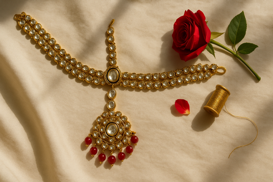 Ruby Kundan Maatha Patti with Maang Tikka