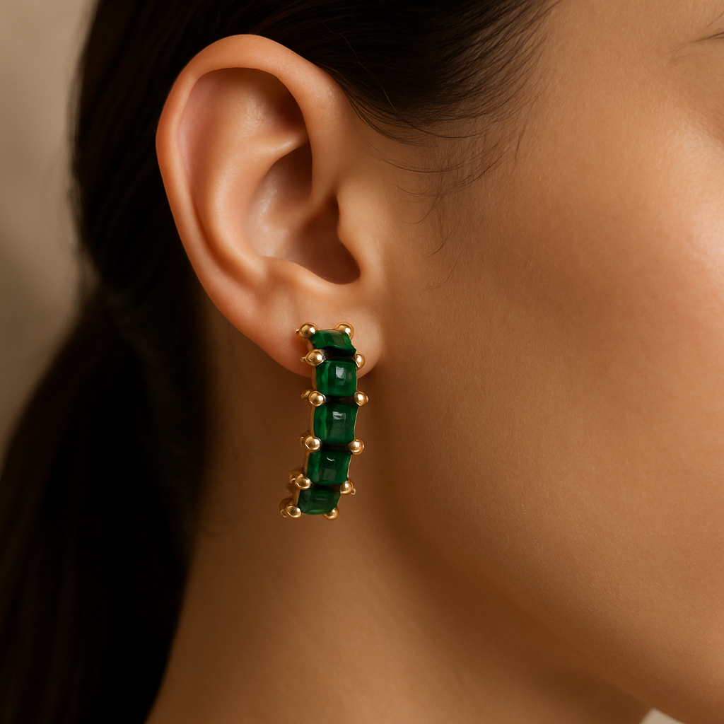 Zoya Emerald Gold Hoops