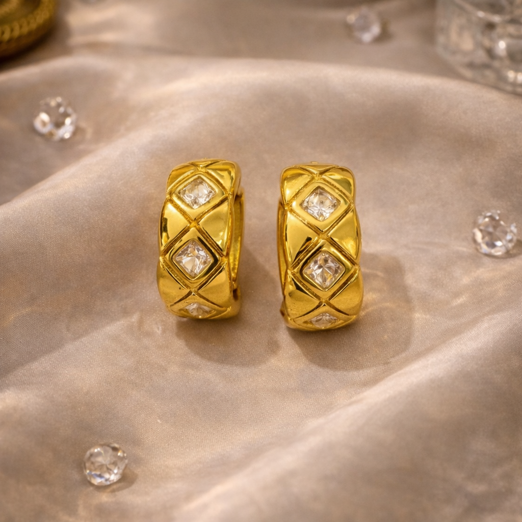 Elara Pavé Disc Stud Earrings