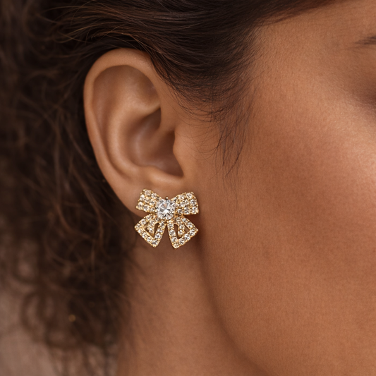 Aurielle Bow Crystal Stud Earrings