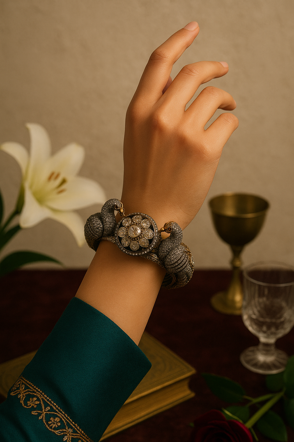 Regal Swan Kundan Heritage Bangle