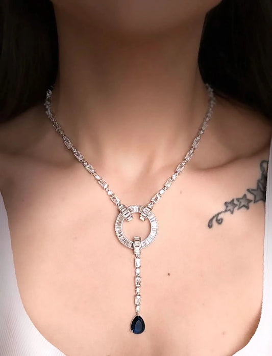 Celestial Diamond Neelam Necklace Set