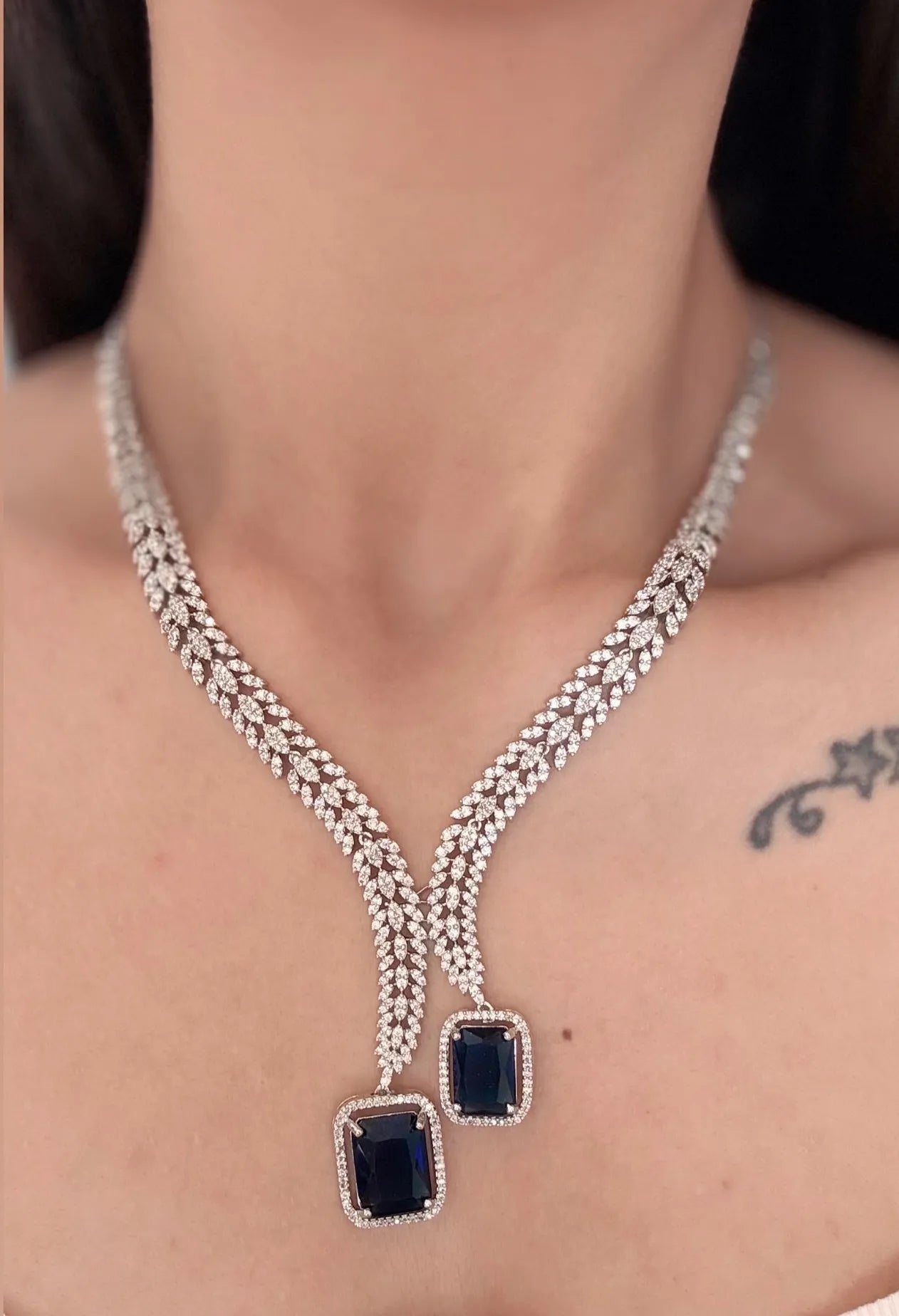 Midnight Sapphire Diamond Necklace Set