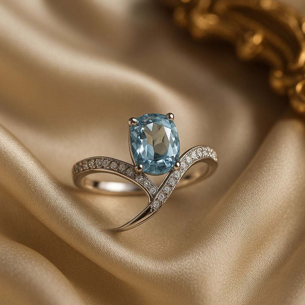 Azure Glow Solitaire Ring