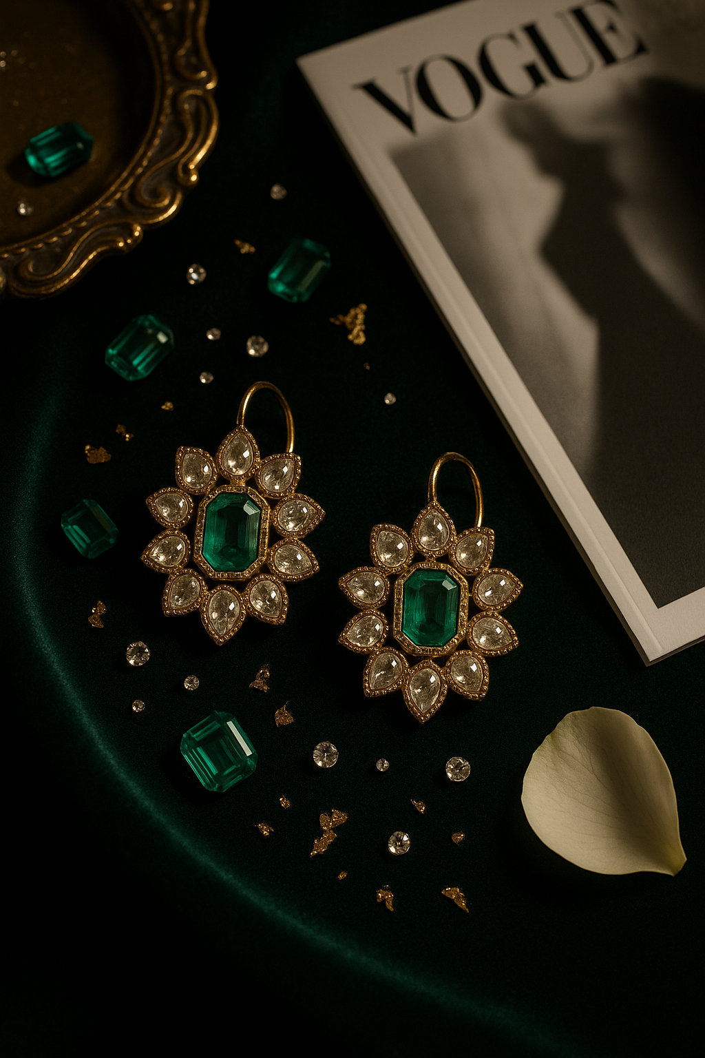 Emerald Majesty Necklace & Earrings Set