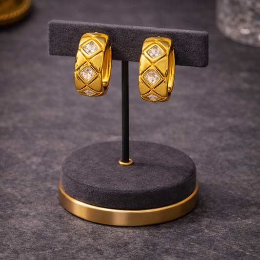 Elara Pavé Disc Stud Earrings