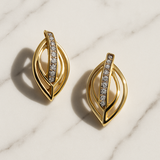 Gold & Zircon Statement Earrings