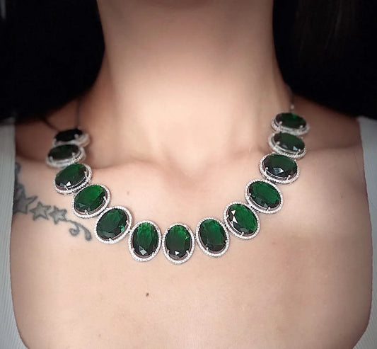 Emerald Aura Luxe Necklace Set