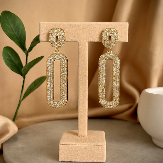 Gold Rectangular Drop Earrings