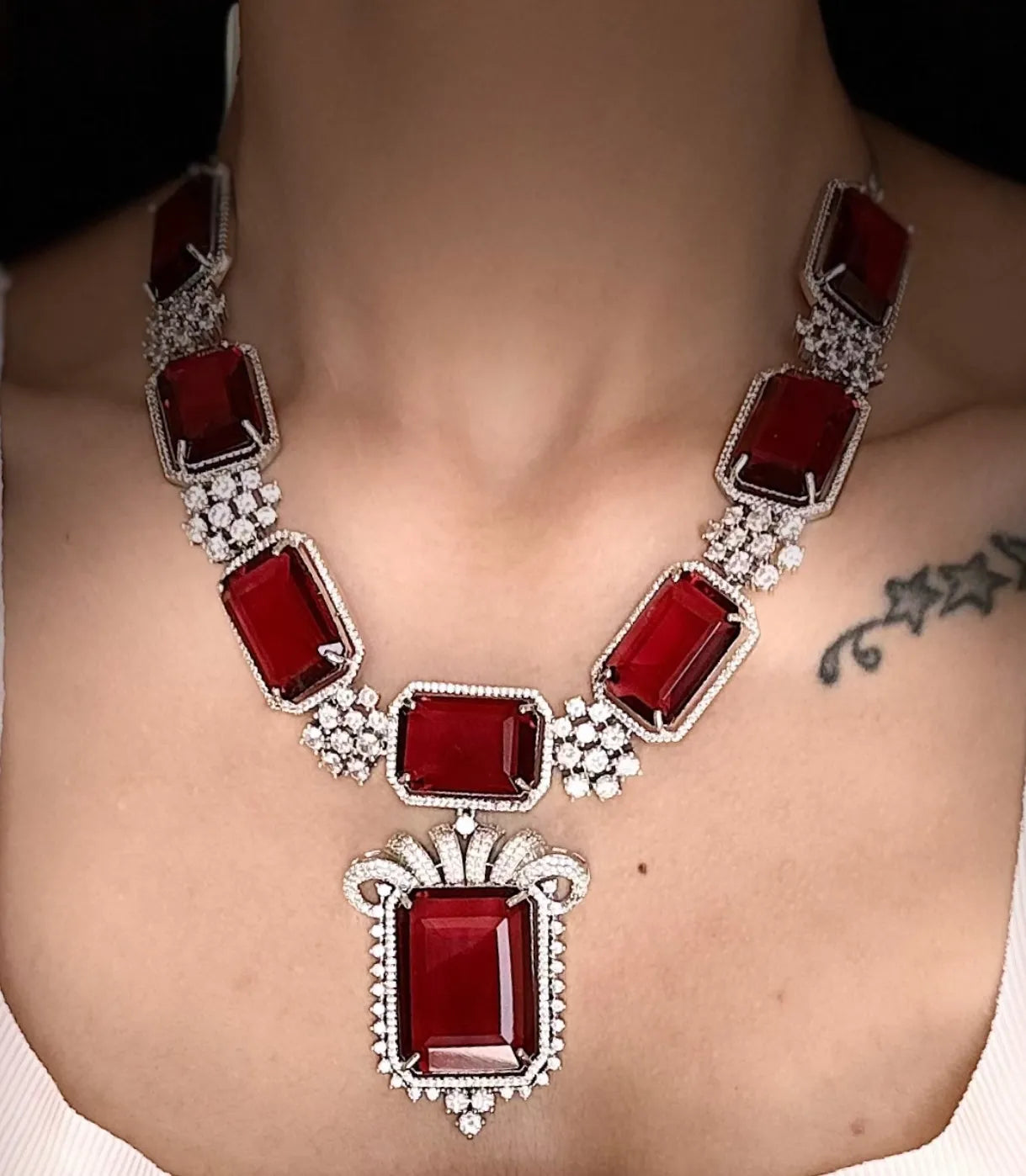 Regal Ruby Diamond Necklace Set