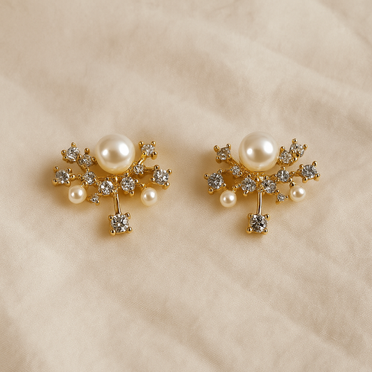 Celeste Pearl & Diamond Bloom Earrings