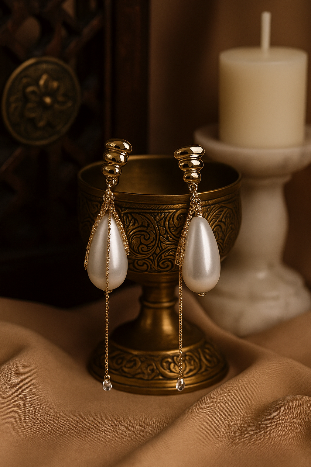 Gold & Pearl Drop Earrings