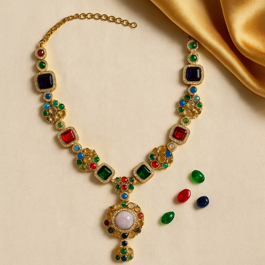 Royal Navratna Heritage Necklace Set
