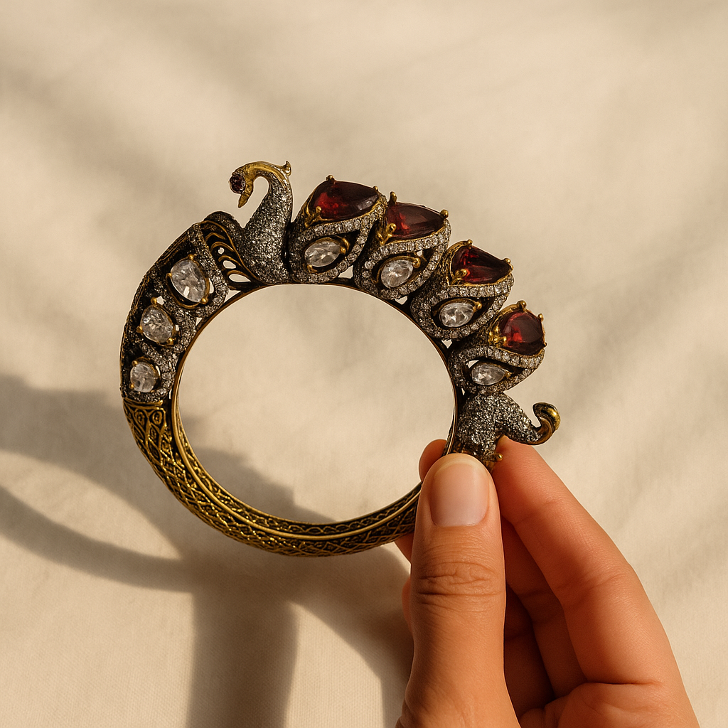 Majestic Peacock Ruby & Dimaond Heritage Bangle
