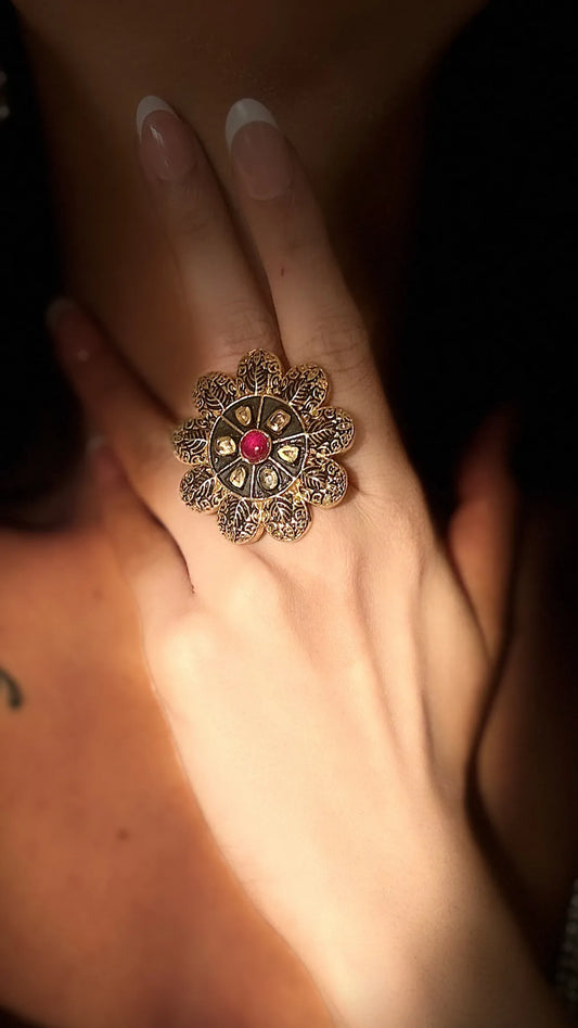 Rani Kalika Meenakari Ring