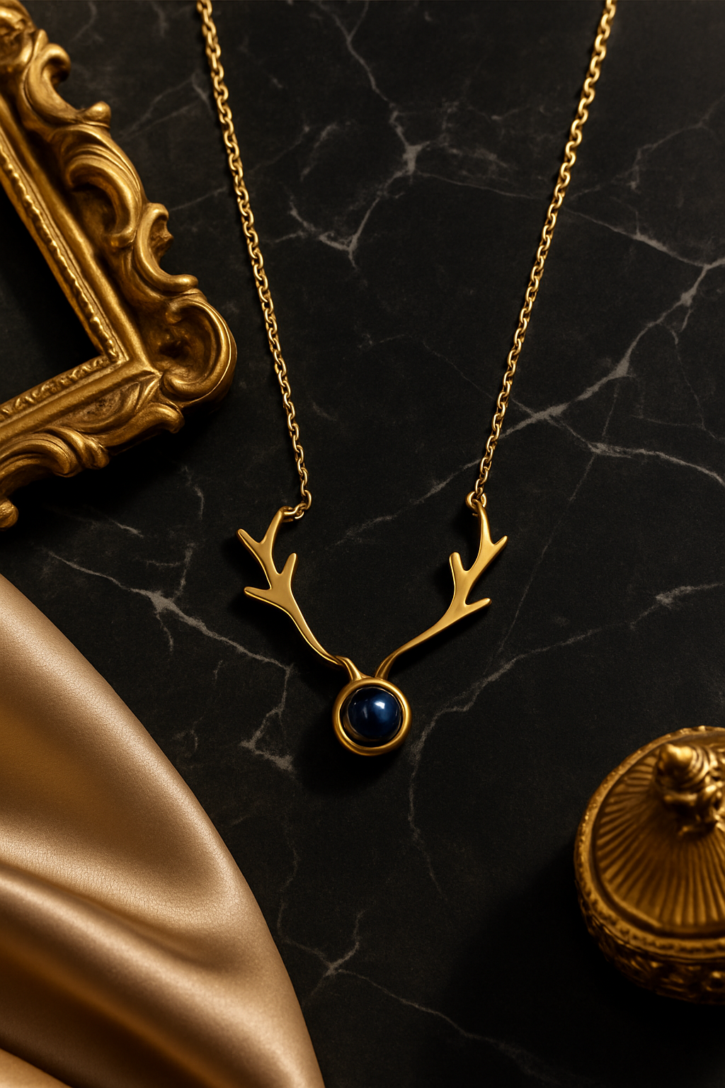 Midnight Antler Charm Necklace