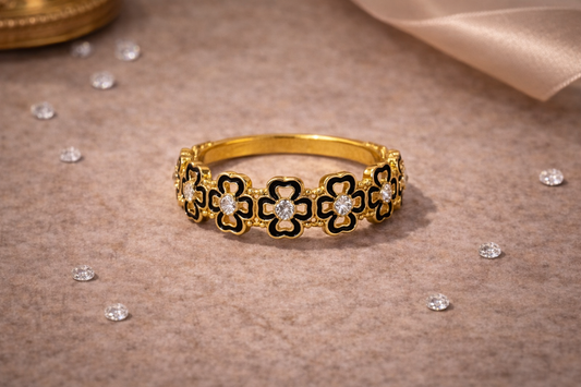 Noir Blossom Enamel Ring