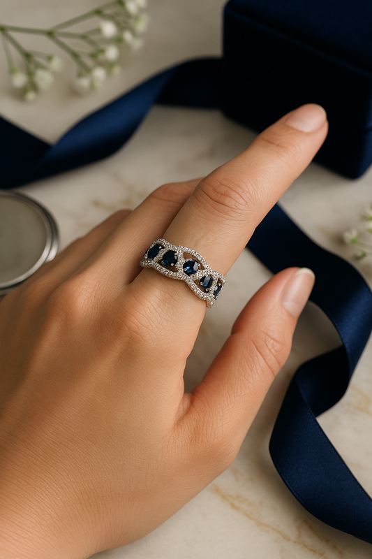 Midnight Elegance Sapphire Band