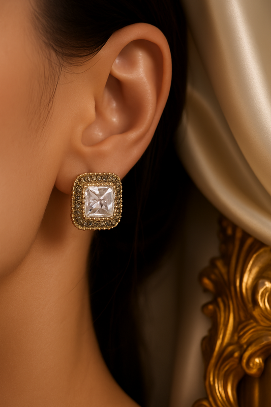Regalia Square Solitaire Earrings