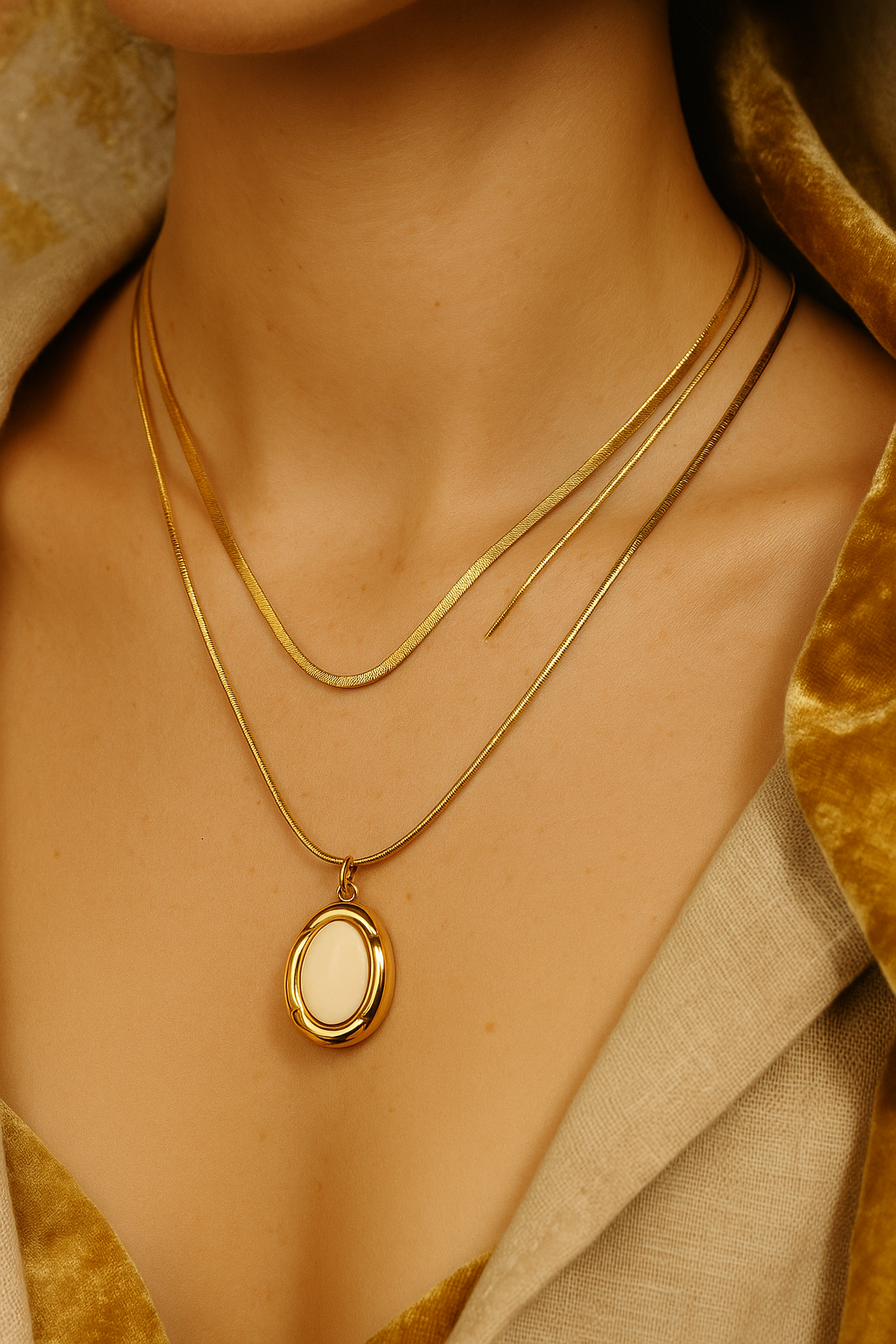 Aurora Oval Pendant Necklace