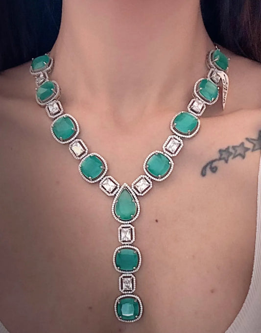 Aqua Glint Diamond Necklace Set