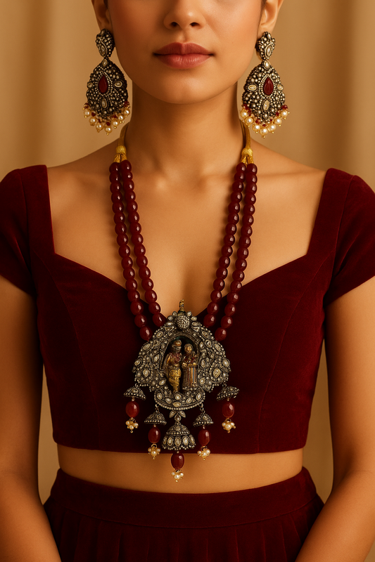 Temple Heritage Ruby & Pearl Necklace Set