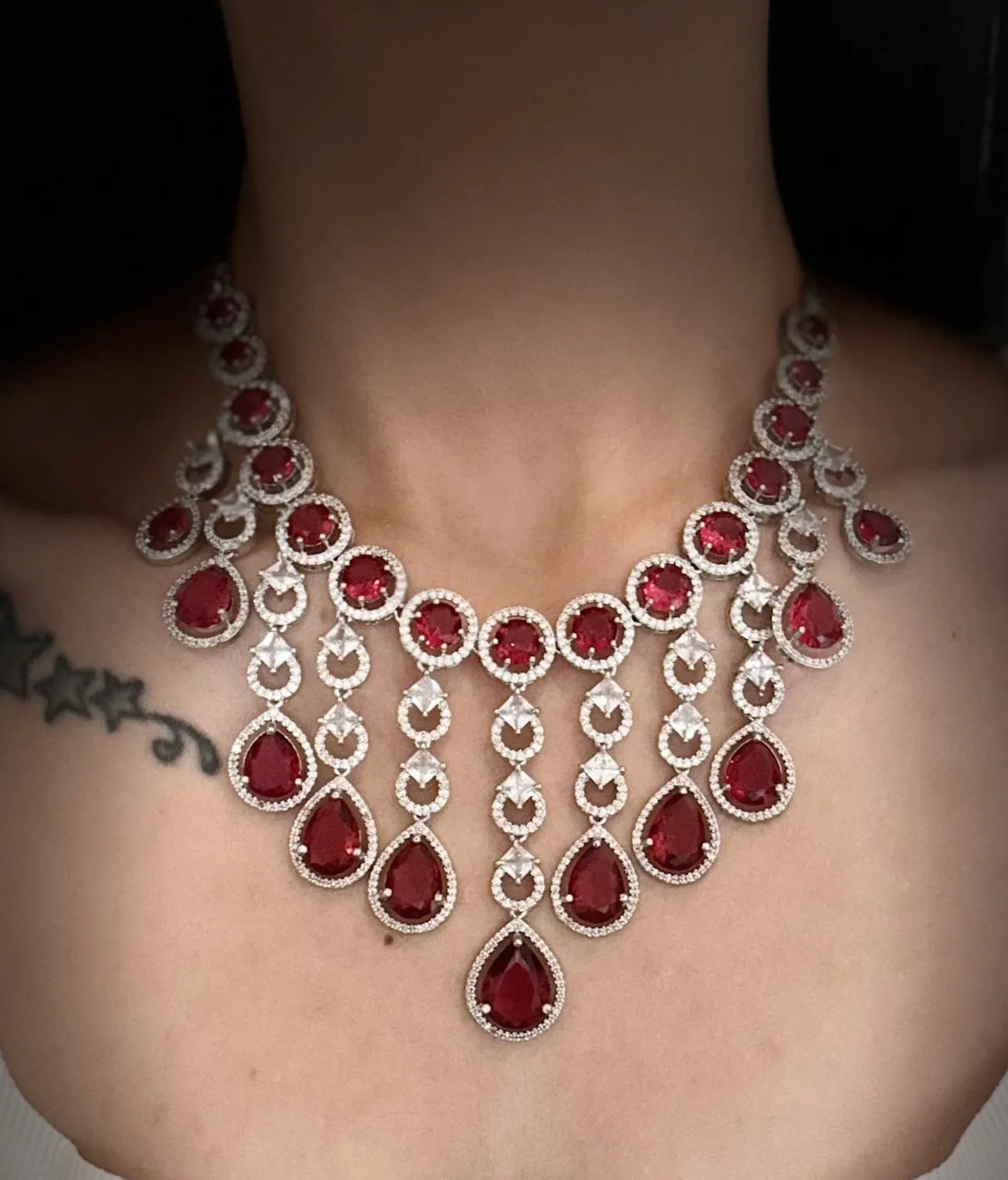 Rouge Cascade Diamond Necklace Set
