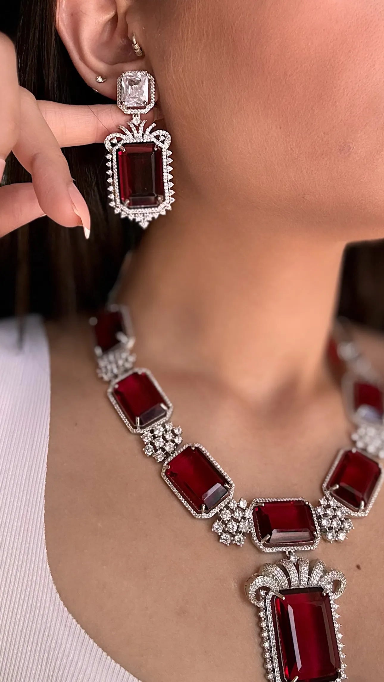 Regal Ruby Diamond Necklace Set