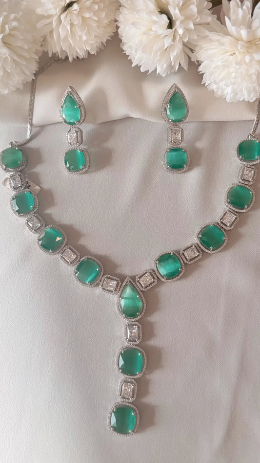 Aqua Glint Diamond Necklace Set