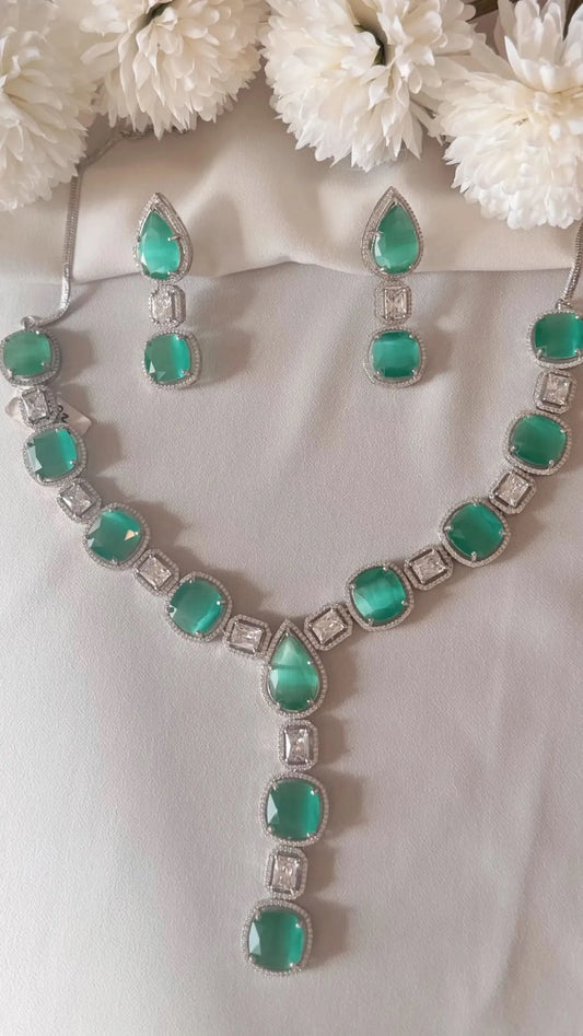 Aqua Glint Diamond Necklace Set